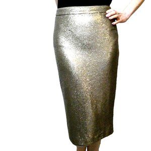 Gold Pencil SKIRT Fitted Gorgeous Party Prom Dinner Date Night Size UK 8 = US 4